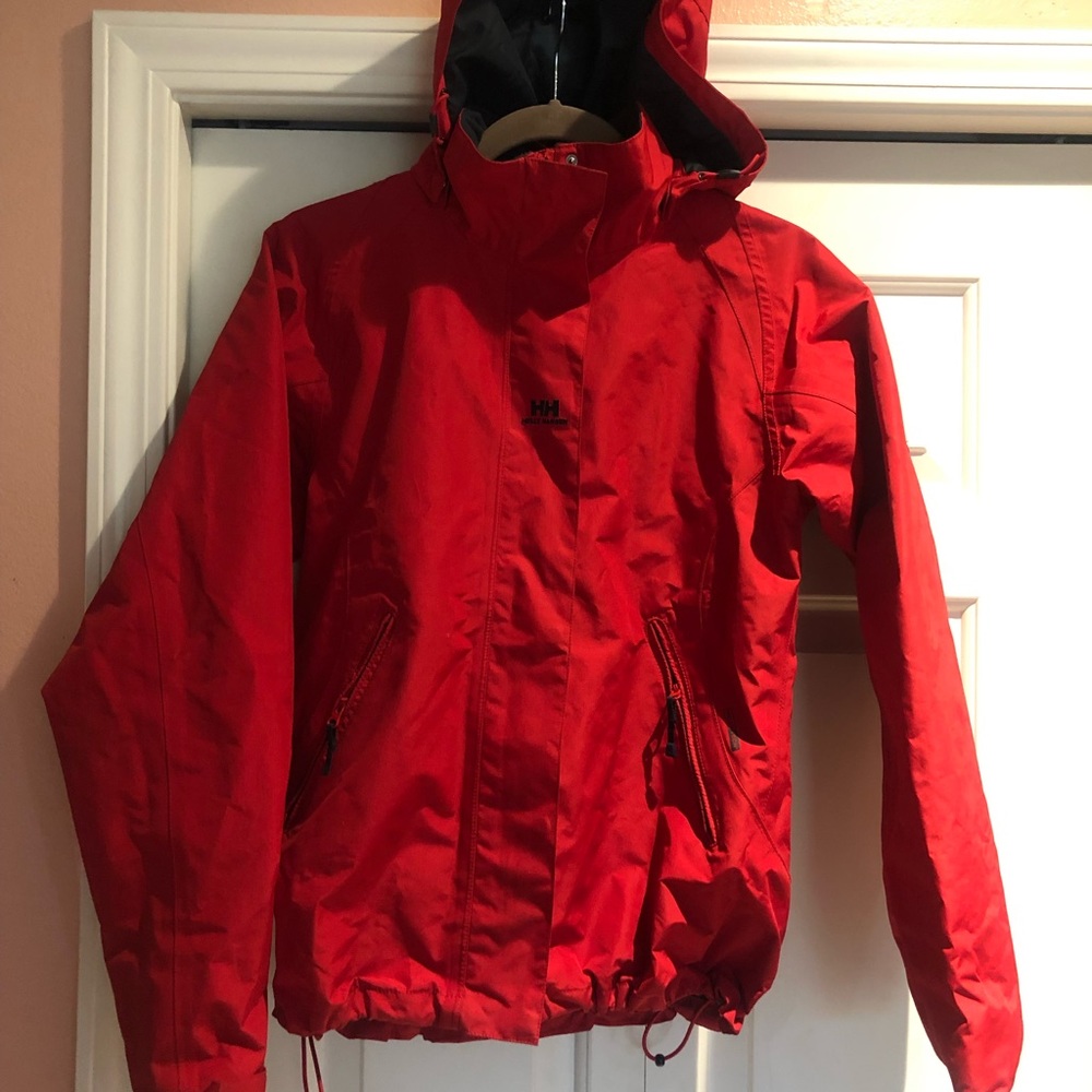 Helly Hansen red rain jacket